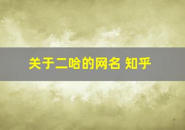 关于二哈的网名 知乎